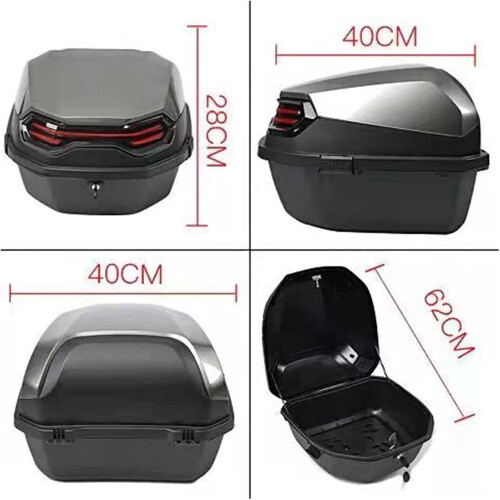 Motorcycle Trunk with Soft Backrest QuickRelease Rear Carrier Case for Scooter Storage White Red B 2