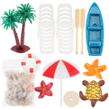 2 Conjuntos De Decoração Miniatura Estilo Praia Micro Paisagem