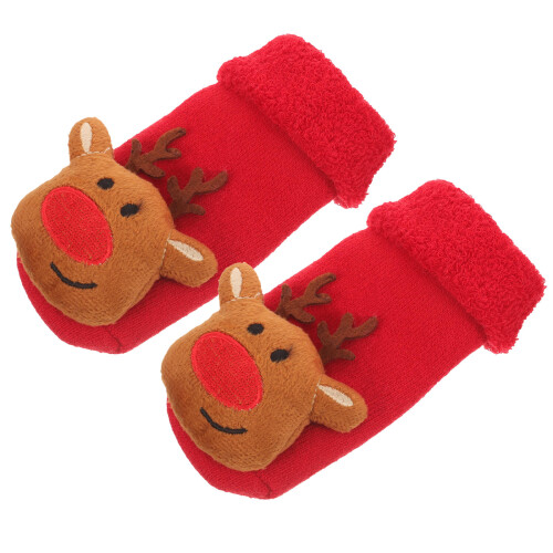 3Pares Bebê Natal Algodão Antiderrapante Para Caminhada 1