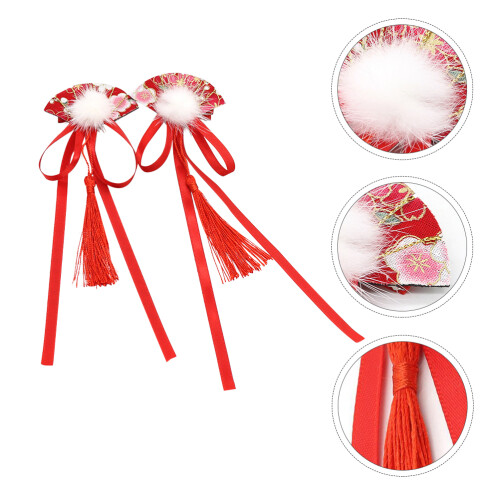 par de acessórios para cabelo estilo chinês com leque e presilhas 2