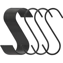 Ganchos resistentes en forma de S, elegantes sartenes y ollas colgantes de acero negro, organizadores de cocina que ahorran espacio, fácil