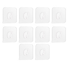 Ganchos adhesivos reutilizables, paquete de 10 ganchos de pared autoadhesivos transparentes de alta resistencia y removibles para una instalación