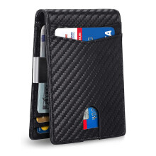 RFID Blocking Wallet for Men, Slim Leather Bifold with Money Clip, Credit Card Holder, Classic Patterns, High-Quality Vegan Leather, Gift Box Packagin