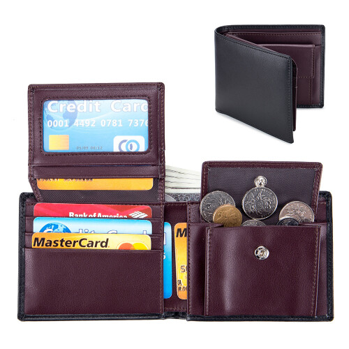 Genuine Leather Wallet with Advanced Rfid Secure Technology, Compact & Lightweight Bifold Design for Everyday Use