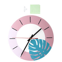 Horloge murale à piles, mouvement à quartz silencieux, motif flamant rose, cadran décoratif en bois, 25 cm de diamètre, impression UV résistante