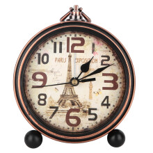 Battery Operated Desk Clock, Retro Decorative Bedside Clock For Table, Bedroom, Bedside, Living Room, Vintage Iron Case With Glass Lens, Silent
