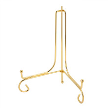 Suporte de fotos dobrável e ajustável, cavalete de ferro para decoração de casa, elegante peça decorativa com acabamento dourado e design curvo