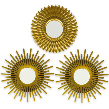 Champagne Gold Round Mirrors, Sunburst Circle Mirrors Solid Metal Frame With Glamorous Wall Mirror, Decorative Mirrors Wall Decor With Exquisite