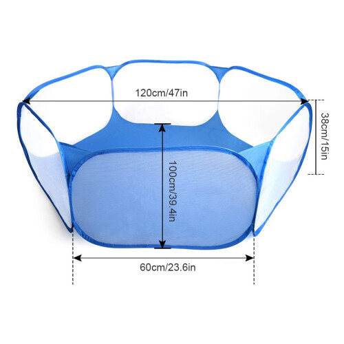 Pet Play Paradise, Durable Polyester Fabric Construction Ensures Longevity, Breathable Transparent Pet Playpen With Hexagonal Design, Automatic 1