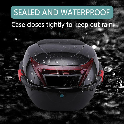 Large Capacity Waterproof Motorcycle  Box Trunk with Backrest and Night Warning Light 1