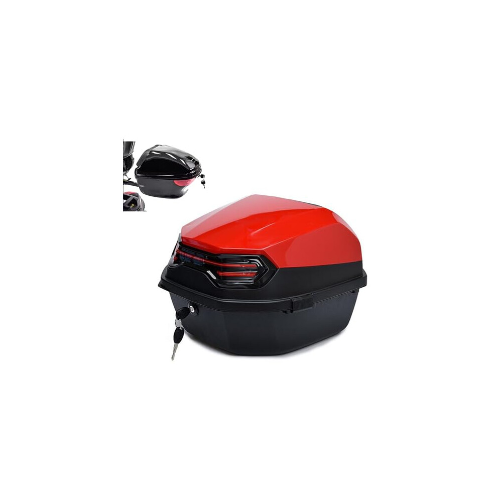Motorcycle Box 36L Waterproof With Backrest And Lock, Large Capacity Helmet Storage Tail Box Red 9347817946796
