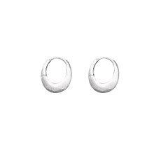S925 Brushed Matte Hoop Earrings, Minimalist Oval Ear Cuff for Women