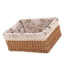 Geflochtener Aufbewahrungskorb 22x16x10cm, Khaki, Handgemacht aus Stroh & Weide