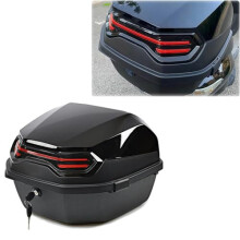 Motorcycle Box 36L Waterproof Tail Case with Lock and Backrest for Helmet Storage