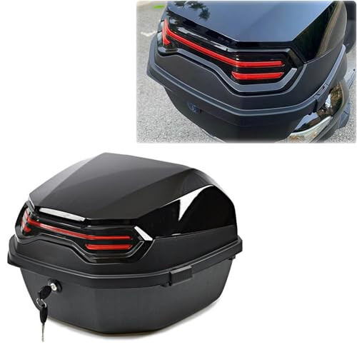 Motorcycle  Box 36L Waterproof Tail Case with Lock and Backrest for Helmet Storage