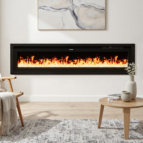 60 Inch Recessed Wall Mounted Freestanding Electrical Fireplace