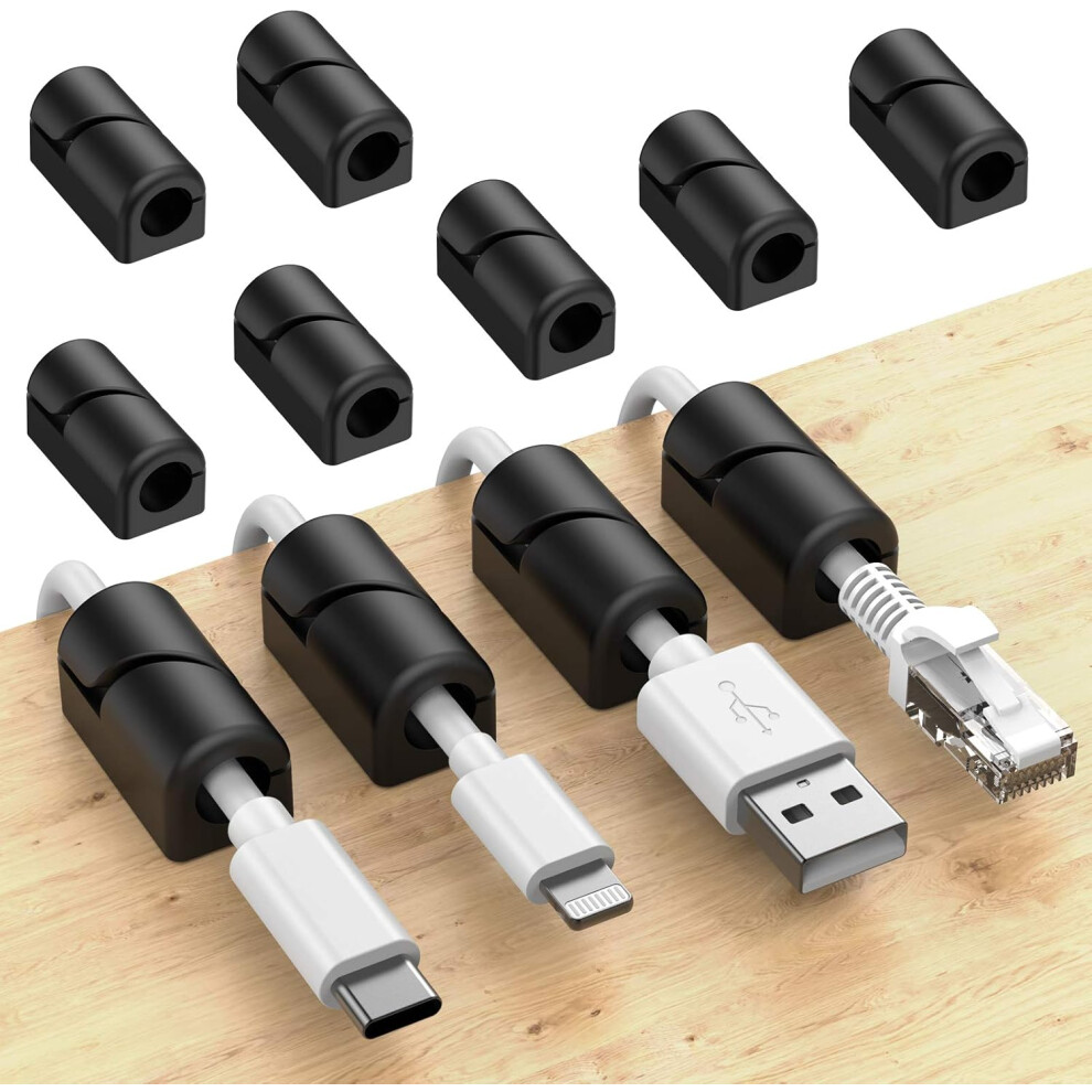 Non-Magnetic Anti-Static Cable Clips, Desktop Wire Management Solution With Self Adhesive Holders For Smooth Surface, Flexible Cord Organizer For Home 9301476144863
