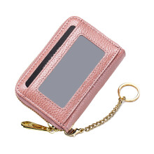 Women's & Men's Accordion Style Genuine Leather Wallet, Rfid Blocking Credit Card Holder with Detachable Keychain, Large Capacity Card Case with Id Wi