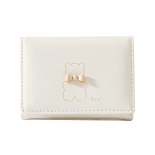 Cute Bear Tri-Folded Wallet, Heart-Shaped Metal Pattern Pu Leather Card Slot Holder With Id Window, Elegant Craftsmanship For Travel Dating Shopping A