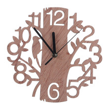 Silent Movement Modern Clock, Creative Tree Shape Decoration, Battery Operated Arabic Numerals, Creative Round Wooden Tree Living Room Decor, Easy Ins