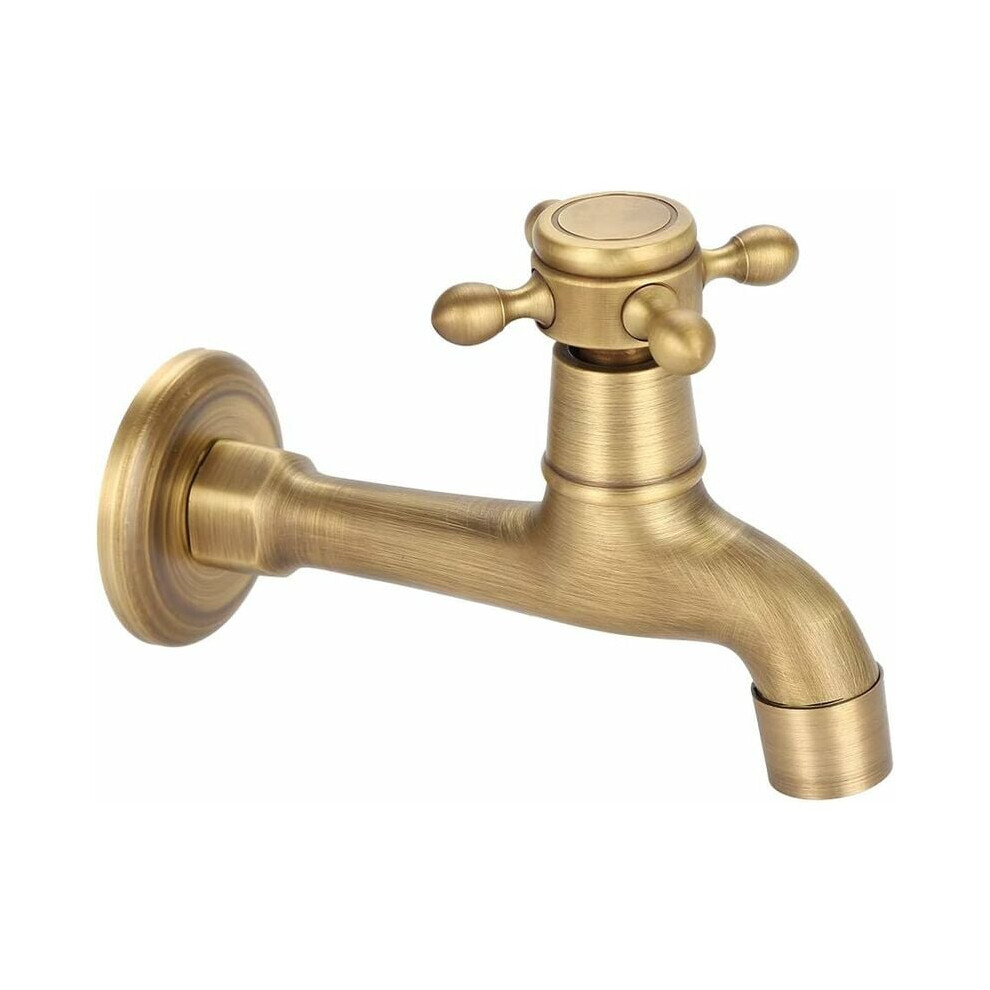 Vintage Style Solid Brass Faucet, Wall Mounted Single Handle Water Tap For Laundry Utility Room Sink Faucets 9074015931803