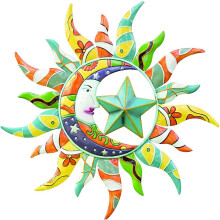 Zon wanddecoratie, weerbestendige metalen zonnesculptuur, eenvoudig te gebruiken metalen zonnebloem wanddecoratie, ideaal cadeau voor binnen- en