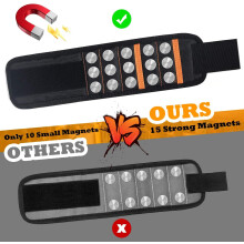 Magnetisk værktøjsbælteholder til armbånd, ikke-magnetiske lommer til at holde skruer og søm, arbejdseffektivitet, åndbart stof, letvægtsdesign