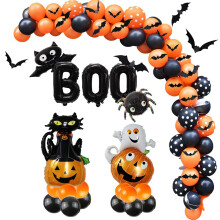 Kit d'arche de ballons d'Halloween, guirlande en latex naturel, ballons en aluminium, autocollant chauve-souris 3D : décoration de qualité