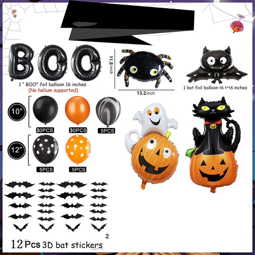 Κιτ γιρλάντας με μπαλόνια για το Halloween, μπαλόνια από φυσικό λάτεξ, αυτοκόλλητο 3D 1