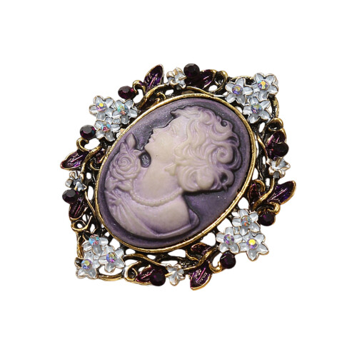 Broche camée accentuée de cristal scintillant, accessoire de-2