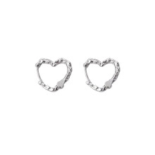 S925 Lava Texture Heart Earrings, Irregular Folded Ear Cuff for Women