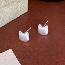 S925 Matte Cat Stud Earrings, Minimalist Fashion Earrings for Women