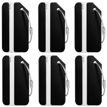 4PCS Aluminum Alloy Luggage Tags with Splash Proof Card, Durable Stainless Steel Wire Bag Tags for Suitcases (8x4cm, Black) - Metal Luggage Labels for