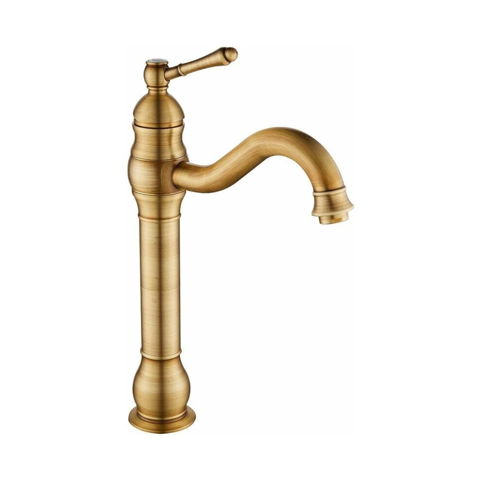 Elegant Basin Mixer With 360 Degree Swivel And Antique Brass Finish, Single Handle Pure Copper Faucet Ensuring Drip-Free Operation And Easy Installati 9074015934019