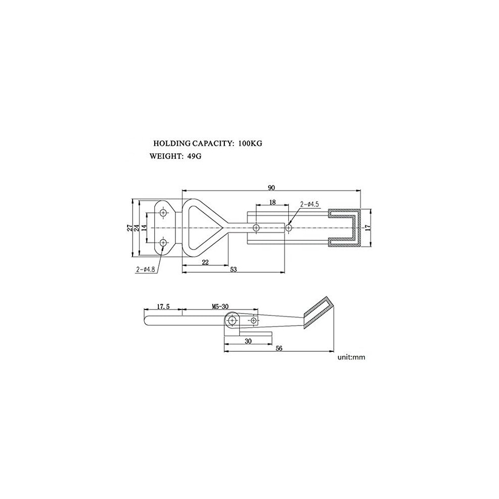 Toggle Latch Clamp For Heavy Duty Applications, Self-Lock Quick Release Tool, Carbon Steel Case Latch With Galvanized Surface For Longevity 9128293505604