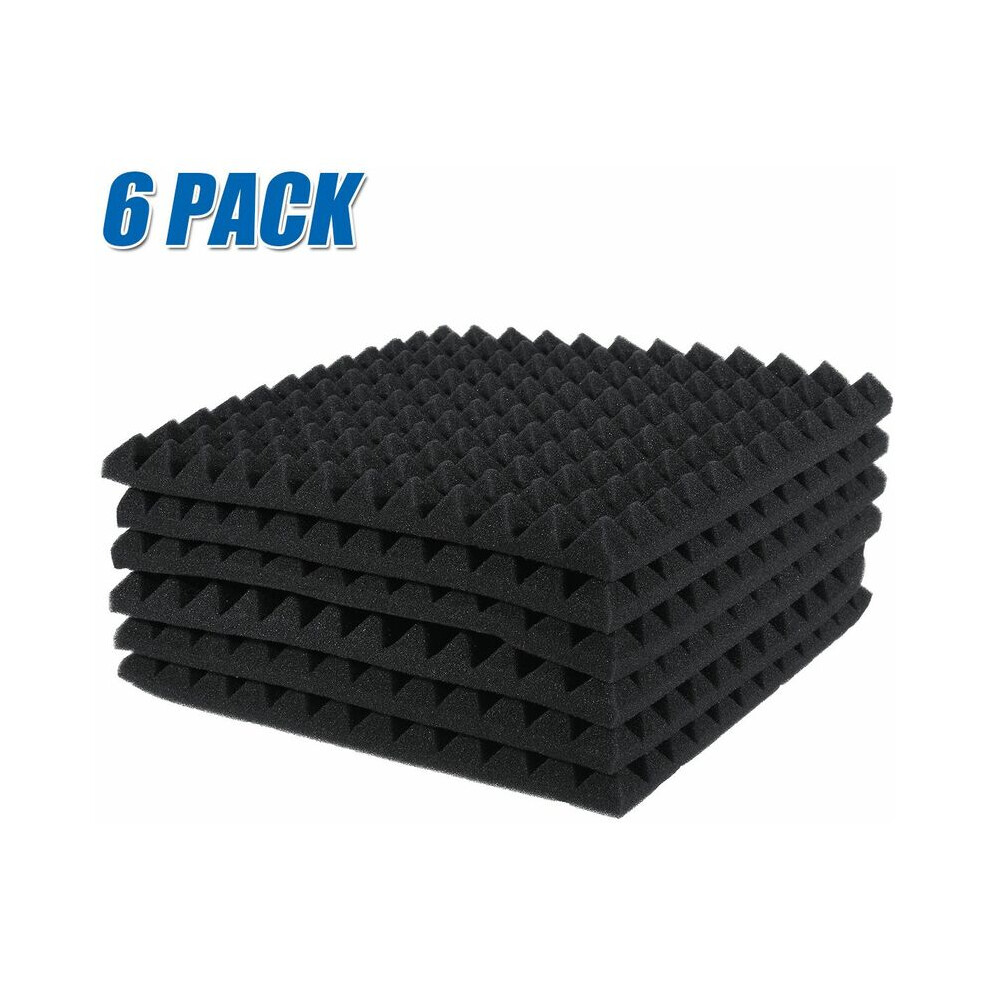 Sound Absorption Foam Panels, Pyramid Design Acoustic Treatment, Square Studio Foam For Home Studio, Office, 6Pcs Set 9405630193534