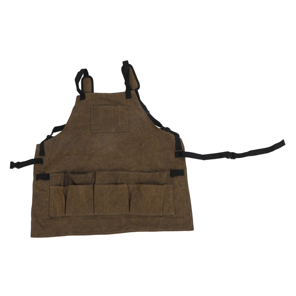 Utility Canvas Apron For Men, Durable Waxed Canvas Work Apron With Multiple Pockets And Tool Loop, Adjustable Workshop Shop Apron For Woodworking And 9405630488357