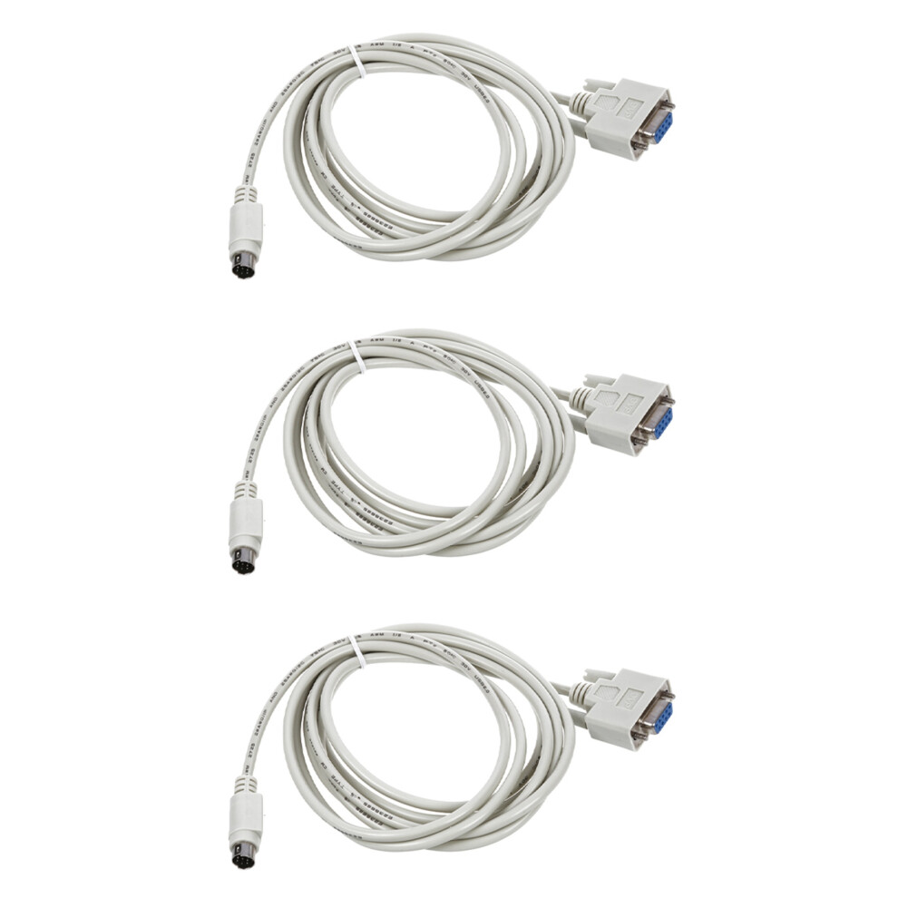 3X Db9p To 8P Din Rs232 Download Cable 8.2 Ft For Plc Dvp-Eh White 4713277620005