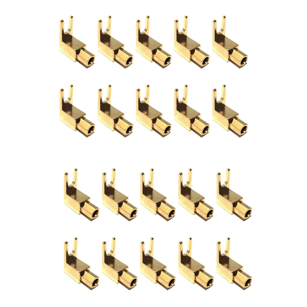 Right Angle Spade Fork & Binding Post - 4Mm Banana Plug Socket - Spade Fork Connector For Speaker & Power & Amp(20 Pack) 4713966909756