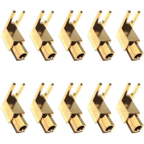 Right Angle Spade Fork & Binding Post - 4mm Banana Plug Socket - Spade Fork Connector for Speaker & Power & Amp(20 Pack) 1