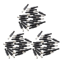 60 Pcs Black 2.5mm x 5.5mm Power Male Plug Jack Adapter