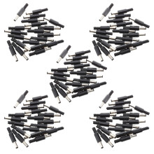 100 Pcs Black 2.5mm x 5.5mm Power Male Plug Jack Adapter