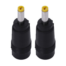 2X Yellow Tip 4.0X1.7 mm Male Plug to 5.5X2.1mm Female Jack Power Connector Black