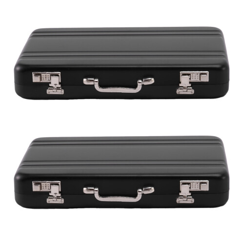 2X Aluminum Password BoX Card Case  Suitcase Password Briefcase Black
