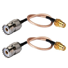 2X Handheld Antenna Cable Adapter for UHF Base and Mobile Antennas - SMA Female to UHF SO-239 Female Connectors
