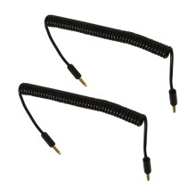 2pièces 3.5mm Male A Male Jack Cable Spirale Enroule Audio Aux D'Extension A 4 Poles 1.5M