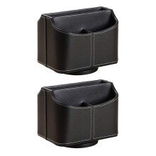 2X Leather Remote Control Holder,360 Degree Desk TV Remote Caddy,Bedside Table Organizer