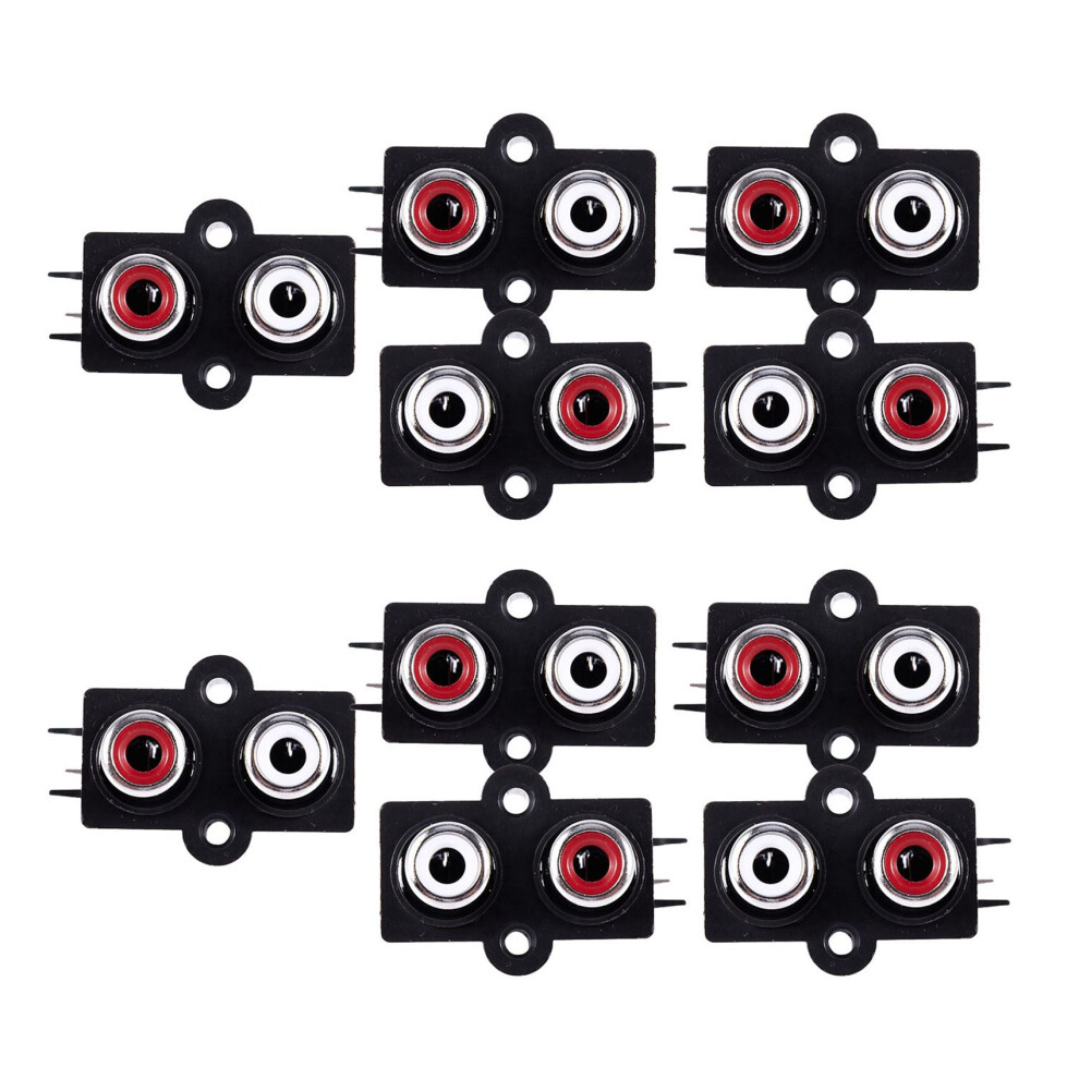 10Pcs Pcb Mount 2 Position Stereo Audio Video Jack Rca Female Connector Red/Black/White 4714130425706