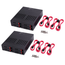 Oimaster 2X He-2006 4 Slots Internal Rack 2.5 Inch Hard Drive Case Internal Mobile Rack with LED Indicator Built-in Fan