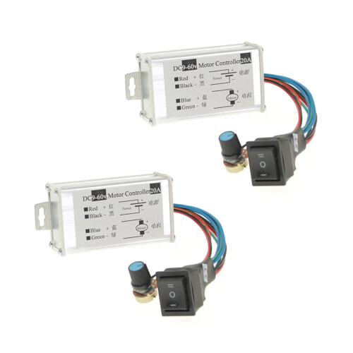 2X  9V 12V 24V 48V 60V 20A Reversible Motor Speed Controller Regulator Driver PWM